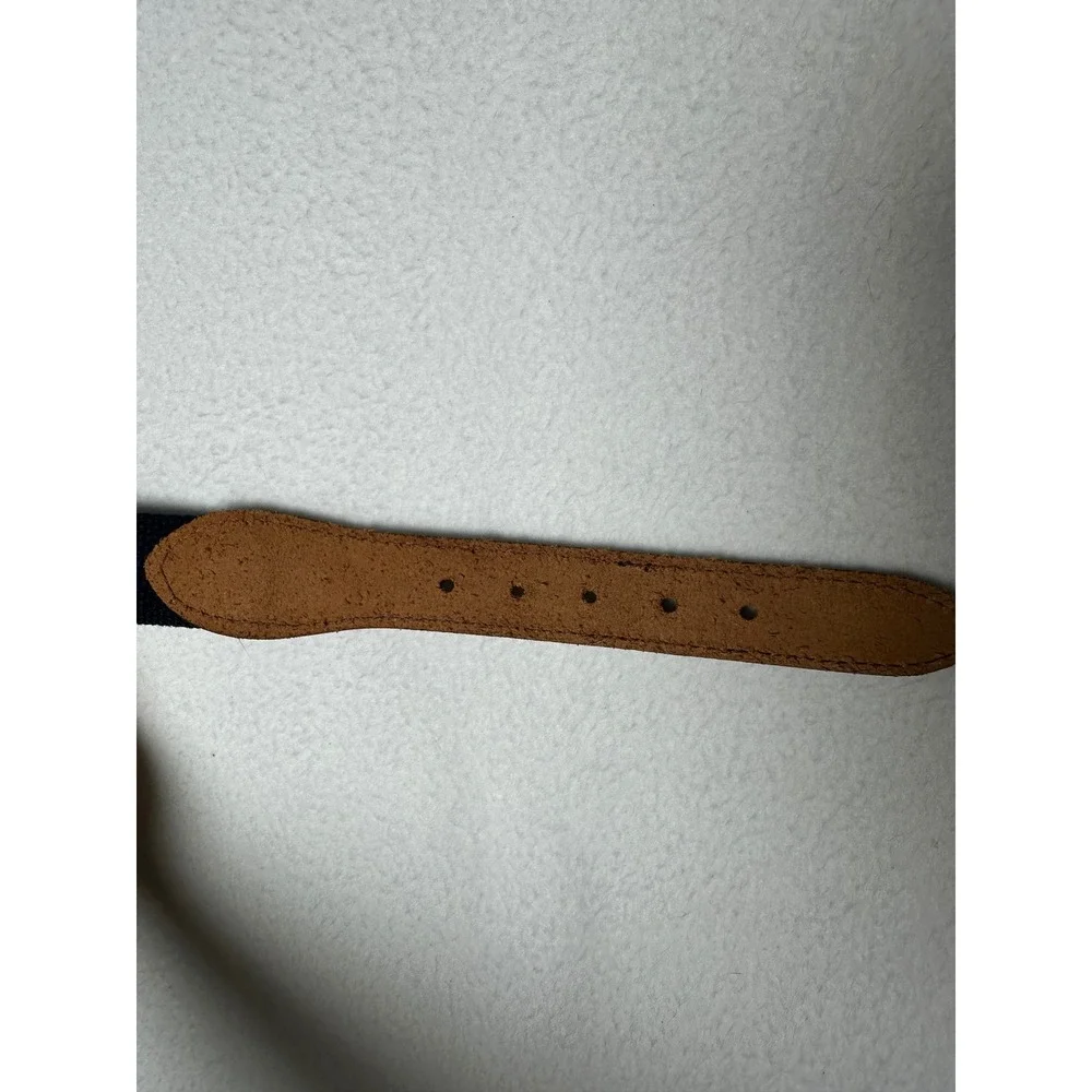 Chubbies Embroidered Surcingle Canvas Belt Navy Brown Leather Tropical Size 32